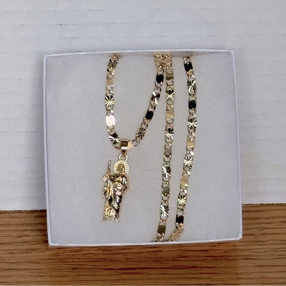 Laminated gold Jewelry - NewSan Judas Tadeo Medalla GoldP Saint Jude Pendant+Necklace 22"Cadena OroLamina